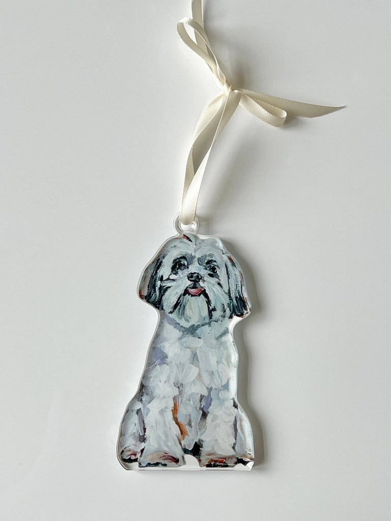 "Shih Tzu White Bow" ornament - The Edit LLC