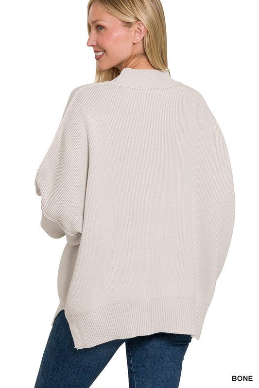 Side Slit Oversized Sweater - The Edit LLC