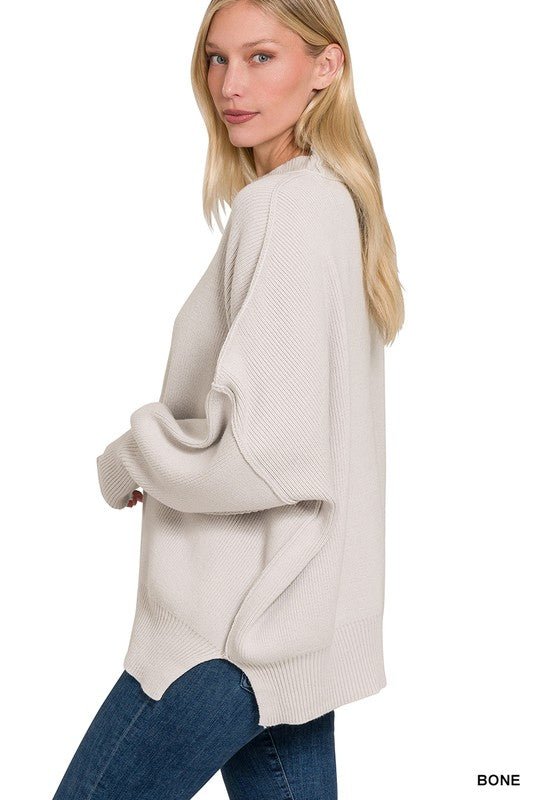 Side Slit Oversized Sweater - The Edit LLC