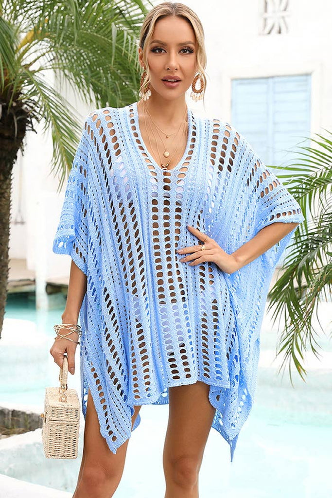 Sky Blue Crochet Swim Coverup - The Edit LLC