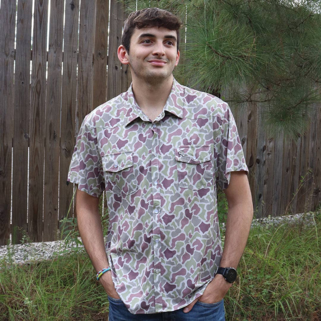SL - 1259 Southern Limit Button Down Light Camo: Light Camo / Large - The Edit LLC