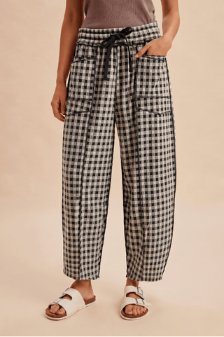 Soft Checked Barrel Knit Pants - The Edit LLC