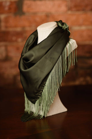 Solid Fringe Scarf: Olive Green - The Edit LLC
