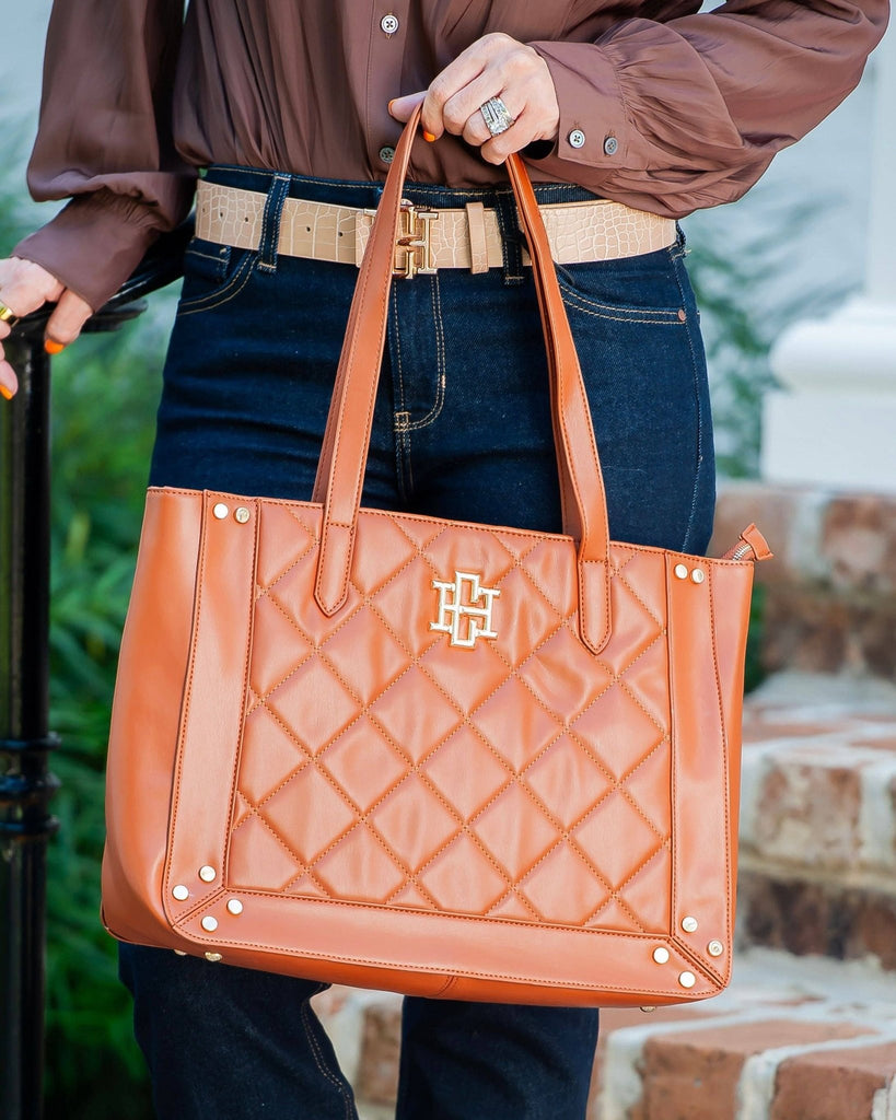 Sophie Zippered Tote Saddle LD: Default - The Edit LLC