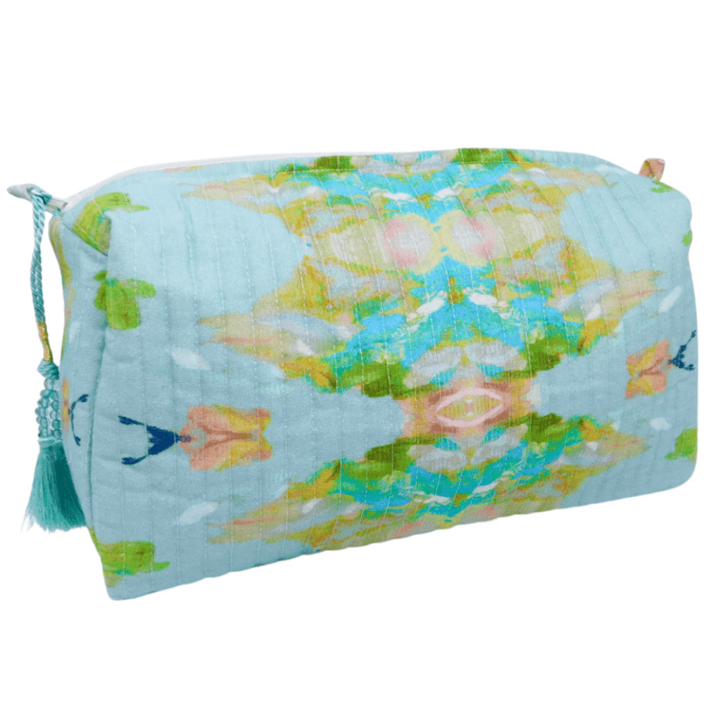 Stained Glass Blue Large Cosmetic Bag: Large (10.5"x4.5"x5.7") - The Edit LLC