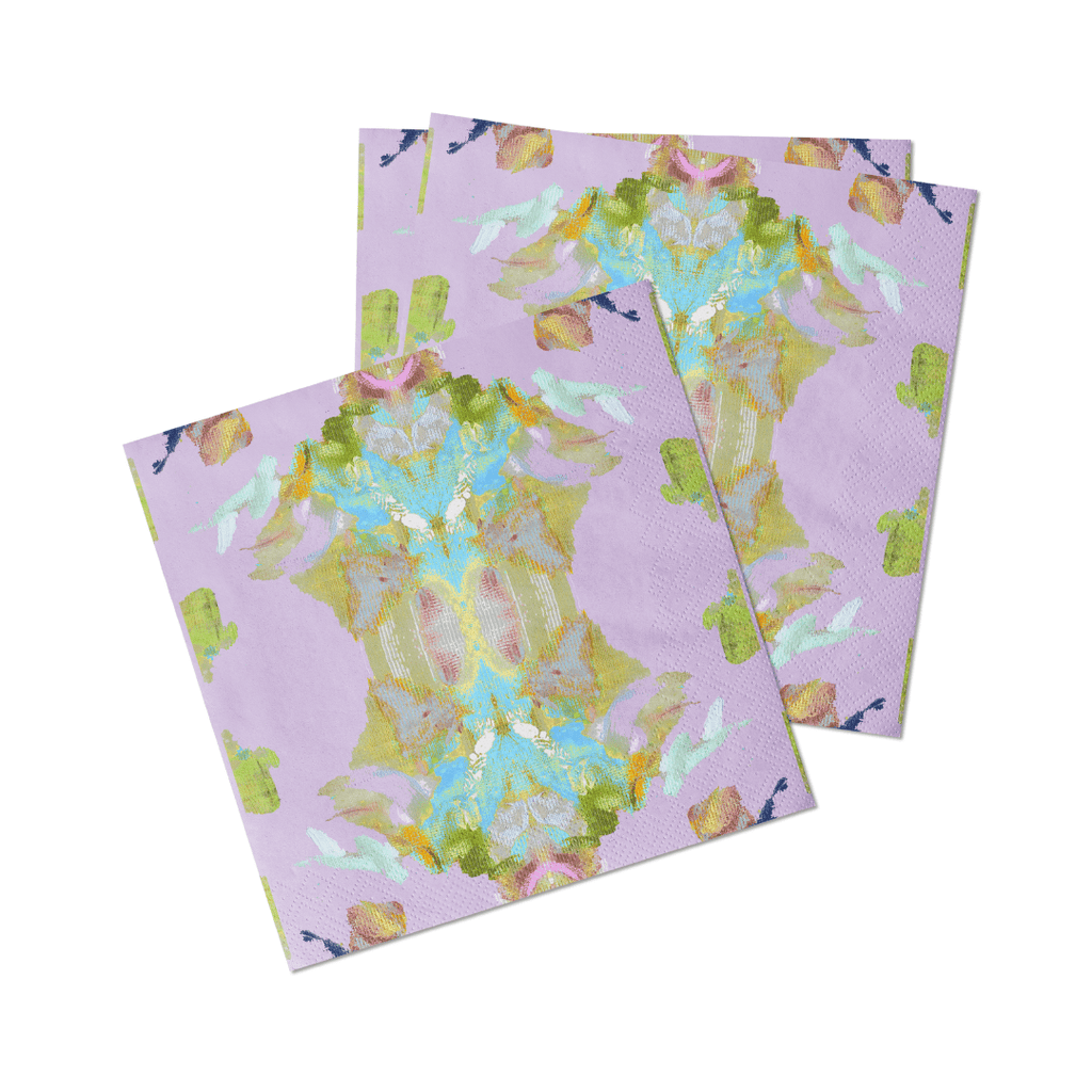 Stained Glass Lavender Cocktail Napkins: One Size - The Edit LLC