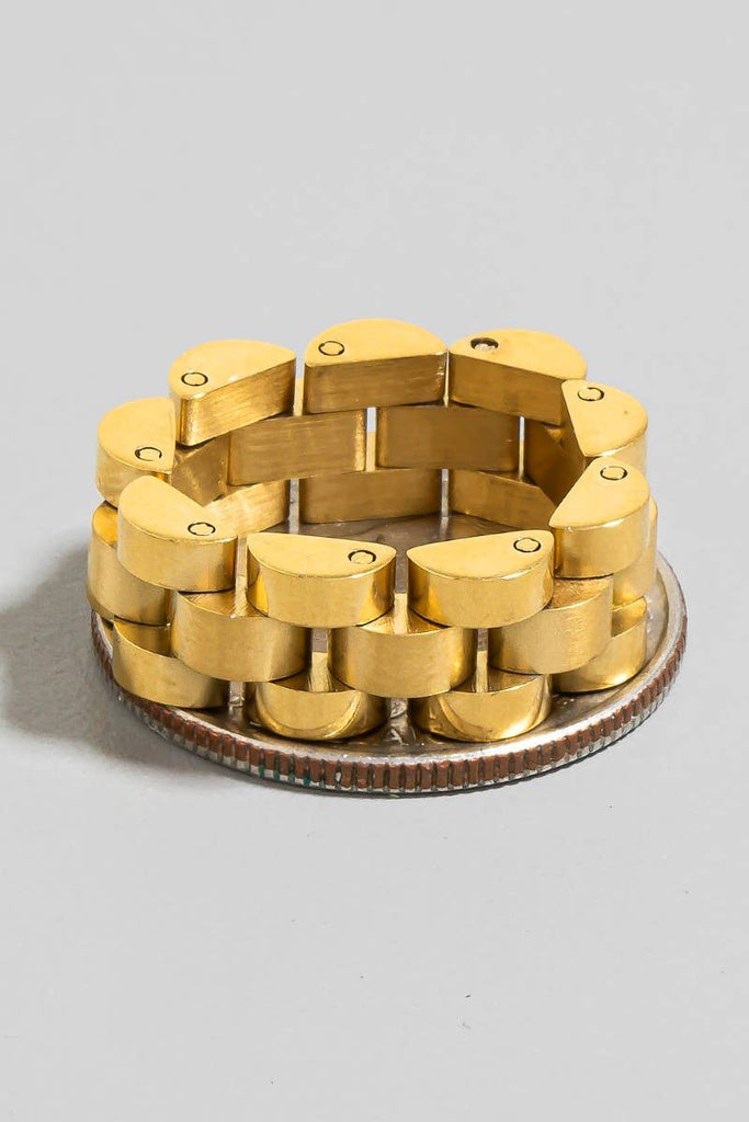 Stainless Steel Watch Chain Style Band Ring: G7 - The Edit LLC