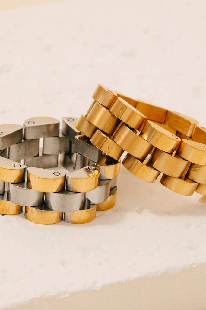Stainless Steel Watch Chain Style Band Ring: K7 - The Edit LLC