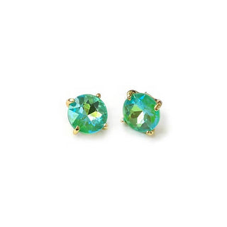 Sterling Silver S925 Post 12mm Round Glass Stud Earrings: Neon Yellow - The Edit LLC