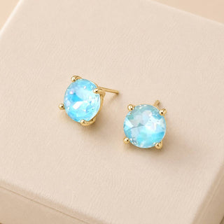 Sterling Silver S925 Post 12mm Round Glass Stud Earrings: Neon Yellow - The Edit LLC