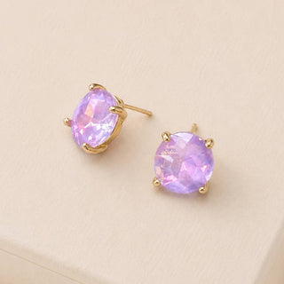 Sterling Silver S925 Post 12mm Round Glass Stud Earrings: Neon Yellow - The Edit LLC