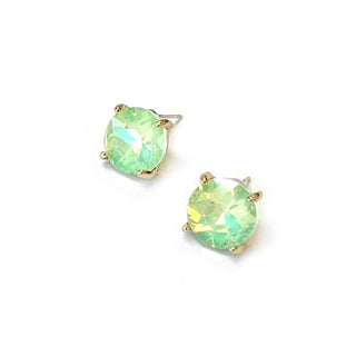 Sterling Silver S925 Post 12mm Round Glass Stud Earrings: Neon Yellow - The Edit LLC