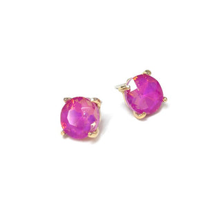 Sterling Silver S925 Post 12mm Round Glass Stud Earrings: Neon Yellow - The Edit LLC