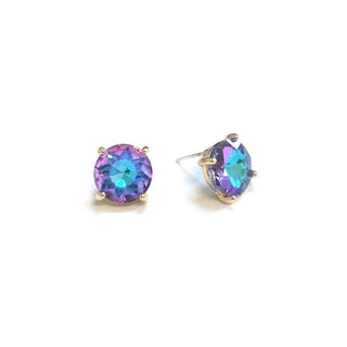 Sterling Silver S925 Post 12mm Round Glass Stud Earrings: Neon Yellow - The Edit LLC