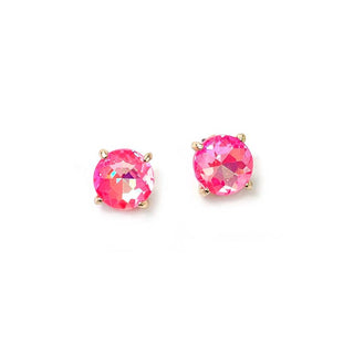 Sterling Silver S925 Post 12mm Round Glass Stud Earrings: Neon Yellow - The Edit LLC