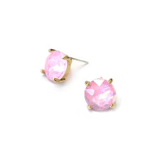 Sterling Silver S925 Post 12mm Round Glass Stud Earrings: Neon Yellow - The Edit LLC