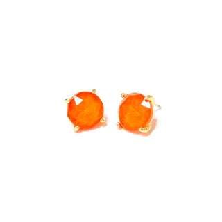 Sterling Silver S925 Post 12mm Round Glass Stud Earrings: Neon Yellow - The Edit LLC