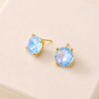 Sterling Silver S925 Post 12mm Round Glass Stud Earrings: Neon Yellow - The Edit LLC