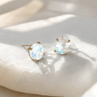 Sterling Silver S925 Post 12mm Round Glass Stud Earrings: Neon Yellow - The Edit LLC