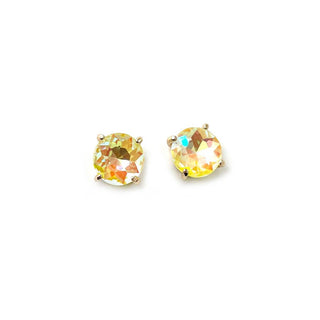 Sterling Silver S925 Post 12mm Round Glass Stud Earrings: Neon Yellow - The Edit LLC