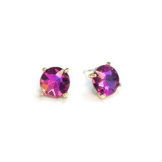 Sterling Silver S925 Post 12mm Round Glass Stud Earrings: Neon Yellow - The Edit LLC