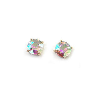 Sterling Silver S925 Post 12mm Round Glass Stud Earrings: Neon Yellow - The Edit LLC
