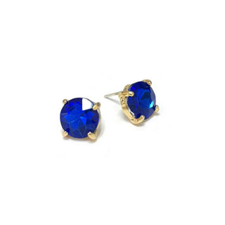 Sterling Silver S925 Post Round Glass Stud Earrings 10mm: Plum - The Edit LLC