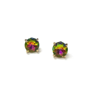 Sterling Silver S925 Post Round Glass Stud Earrings 10mm: Plum - The Edit LLC