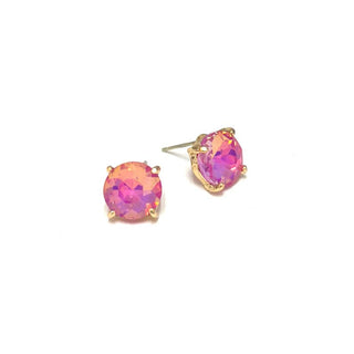 Sterling Silver S925 Post Round Glass Stud Earrings 10mm: Plum - The Edit LLC