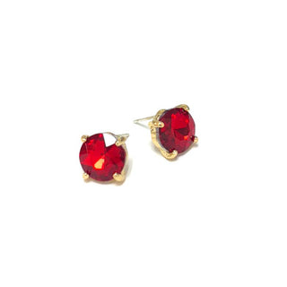 Sterling Silver S925 Post Round Glass Stud Earrings 10mm: Plum - The Edit LLC