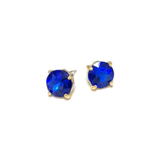 Sterling Silver S925 Post Round Glass Stud Earrings 10mm: Plum - The Edit LLC