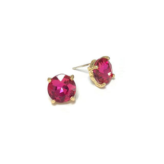 Sterling Silver S925 Post Round Glass Stud Earrings 10mm: Plum - The Edit LLC