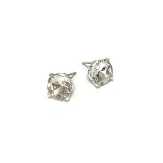 Sterling Silver S925 Post Round Glass Stud Earrings 10mm: Plum - The Edit LLC