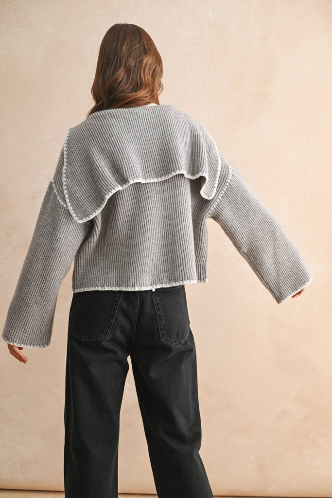 STITCH DETAILED SWEATER CARDIGAN - The Edit LLC
