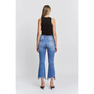 Stone Indigo High Rise Crop Flare - The Edit LLC