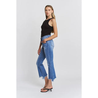 Stone Indigo High Rise Crop Flare - The Edit LLC