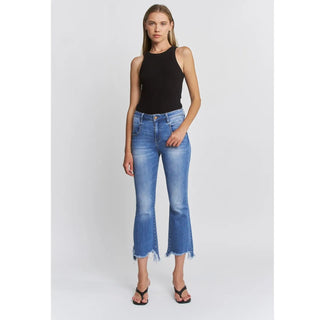Stone Indigo High Rise Crop Flare - The Edit LLC