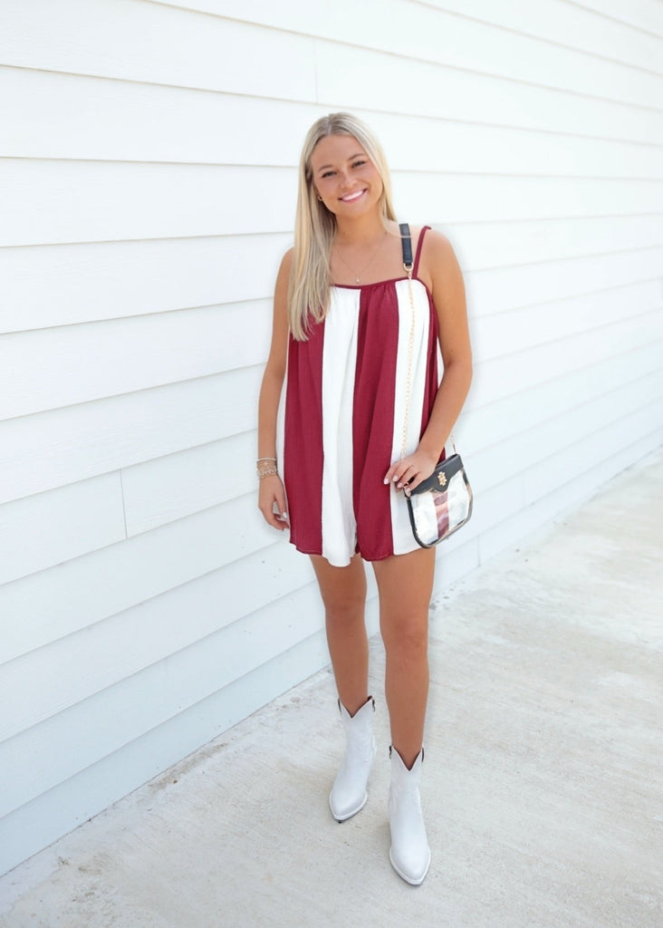 STRIPED OVERSIZED GAME DAY ROMPER - The Edit LLC