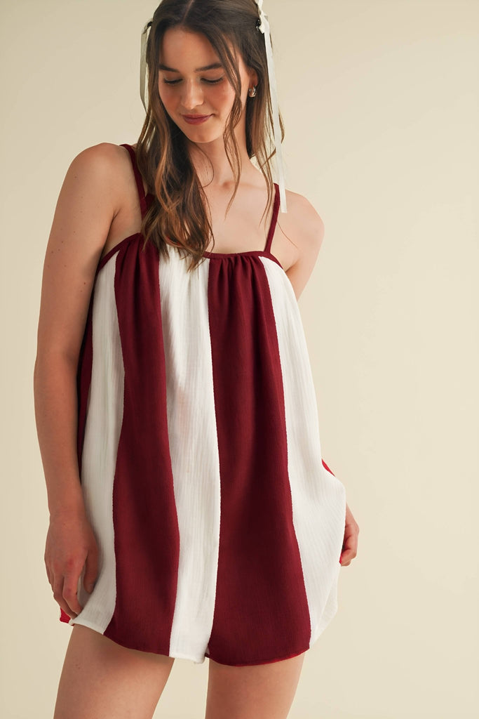 STRIPED OVERSIZED GAME DAY ROMPER - The Edit LLC