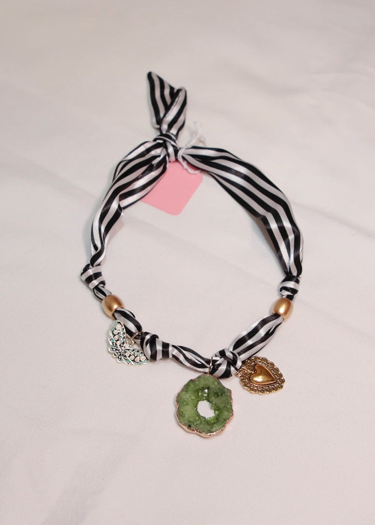 Striped Satin Scarf Necklace - The Edit LLC