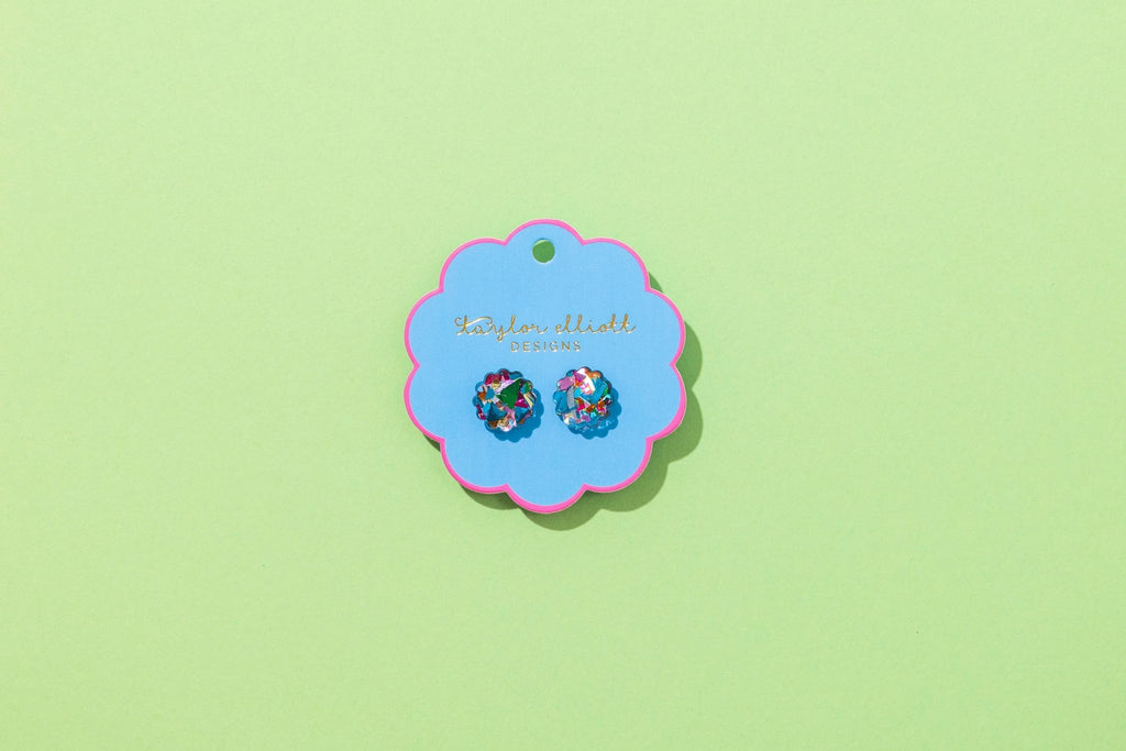 Stud Earrings - Acrylic Clouds - Colorful Confetti - The Edit LLC