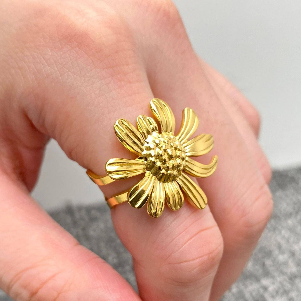 Sunflower 18K Gold Plated Stainless Steel Ring - FGS - The Edit LLC
