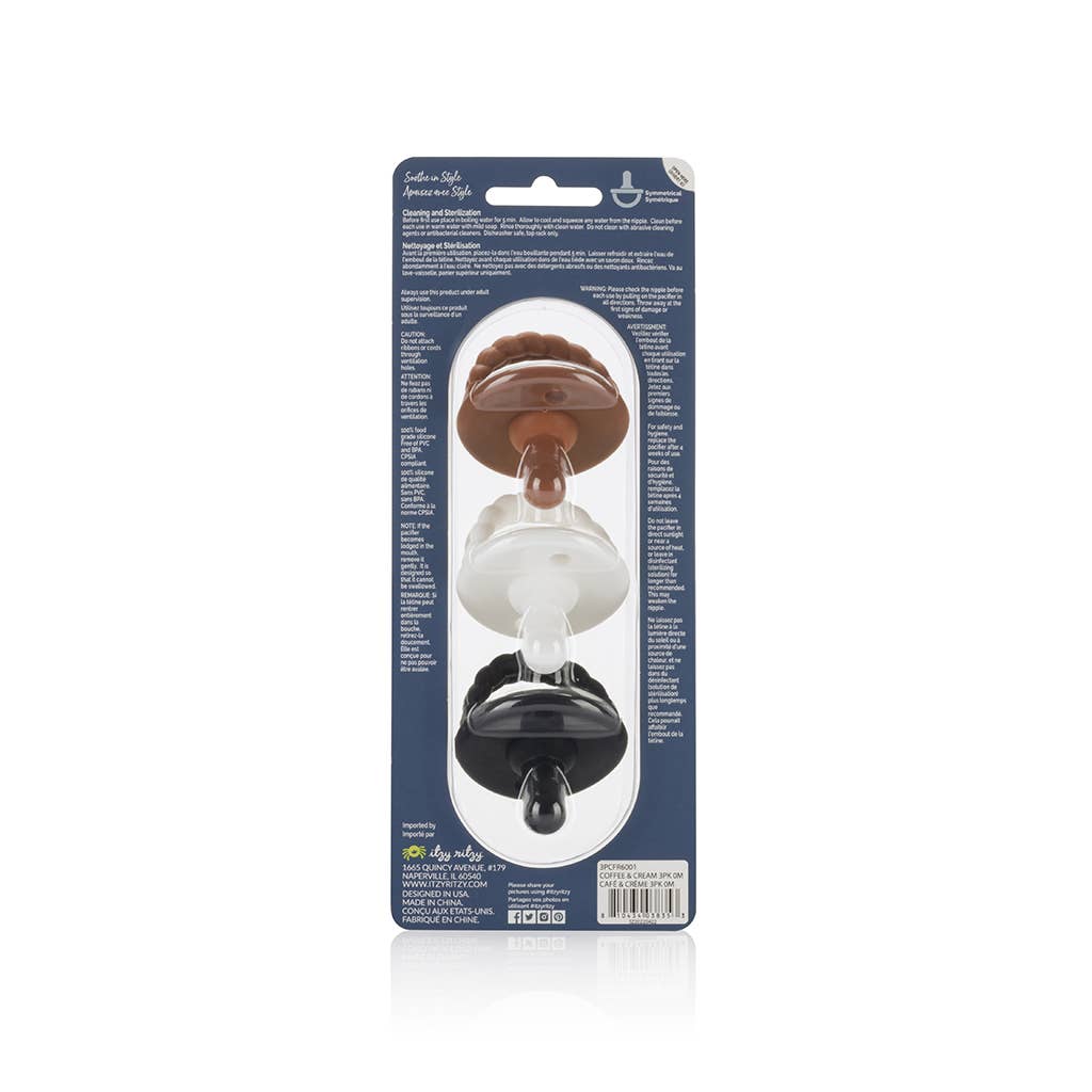 Sweetie Soother™ Silicone Pacifier Set of 3 Coffee & Cream: Coffee & Cream - The Edit LLC