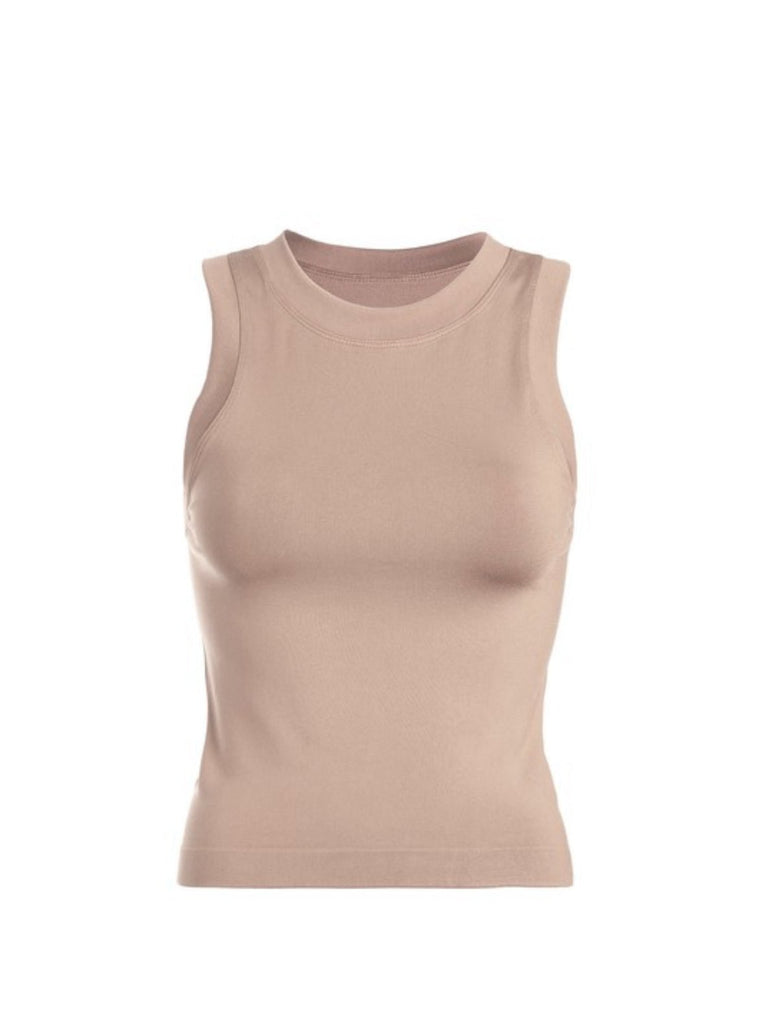 Tan Dynamic Buttery Soft Basic Tank - The Edit LLC
