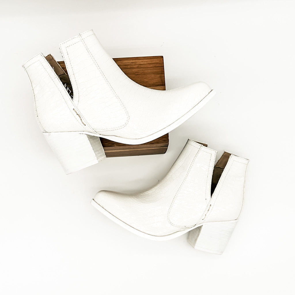 Tarim Bootie in White Croc - The Edit LLC