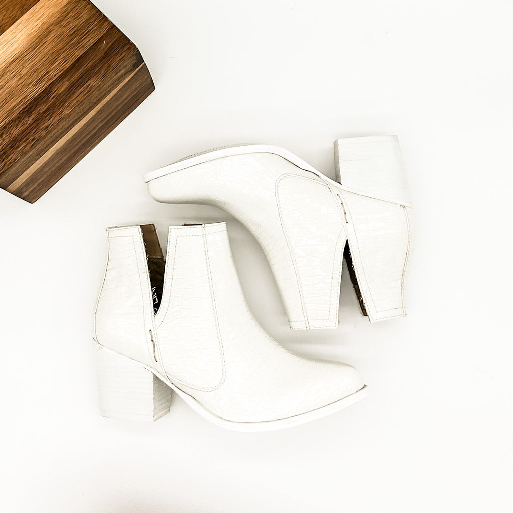 Tarim Bootie in White Croc - The Edit LLC