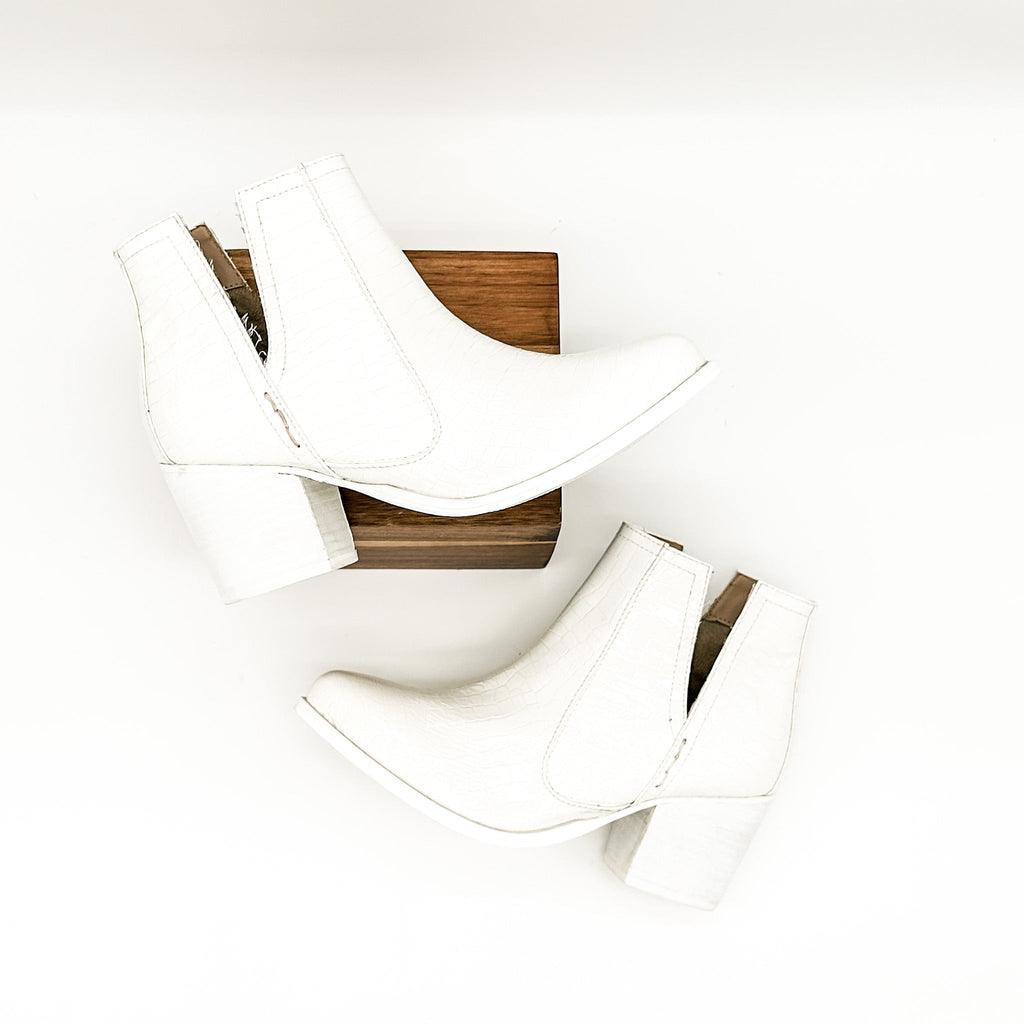 Tarim Bootie in White Croc - The Edit LLC