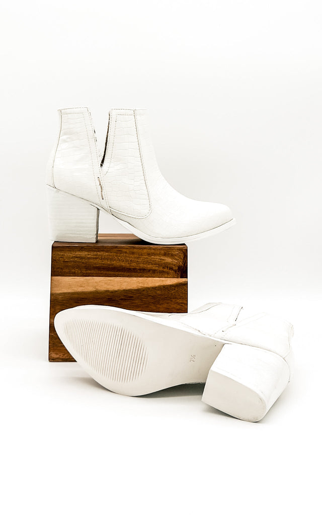 Tarim Bootie in White Croc - The Edit LLC