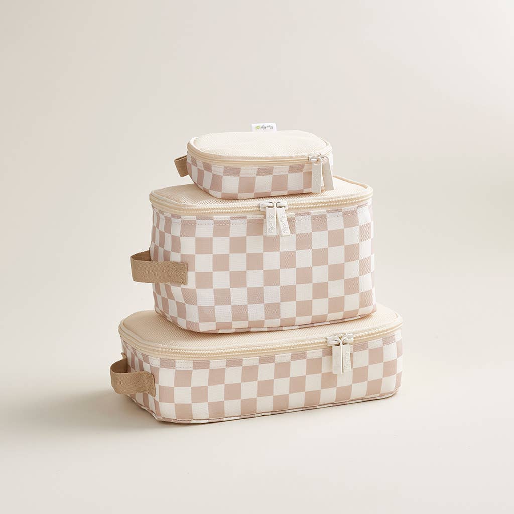 Taupe Checkerboard Pack Like a Boss™ Packing Cubes - The Edit LLC