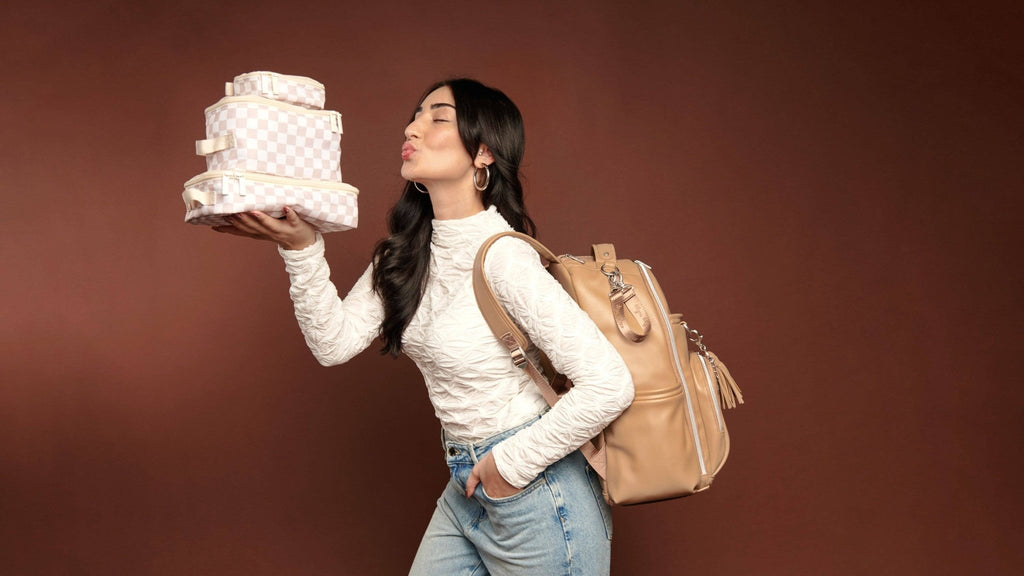Taupe Checkerboard Pack Like a Boss™ Packing Cubes - The Edit LLC